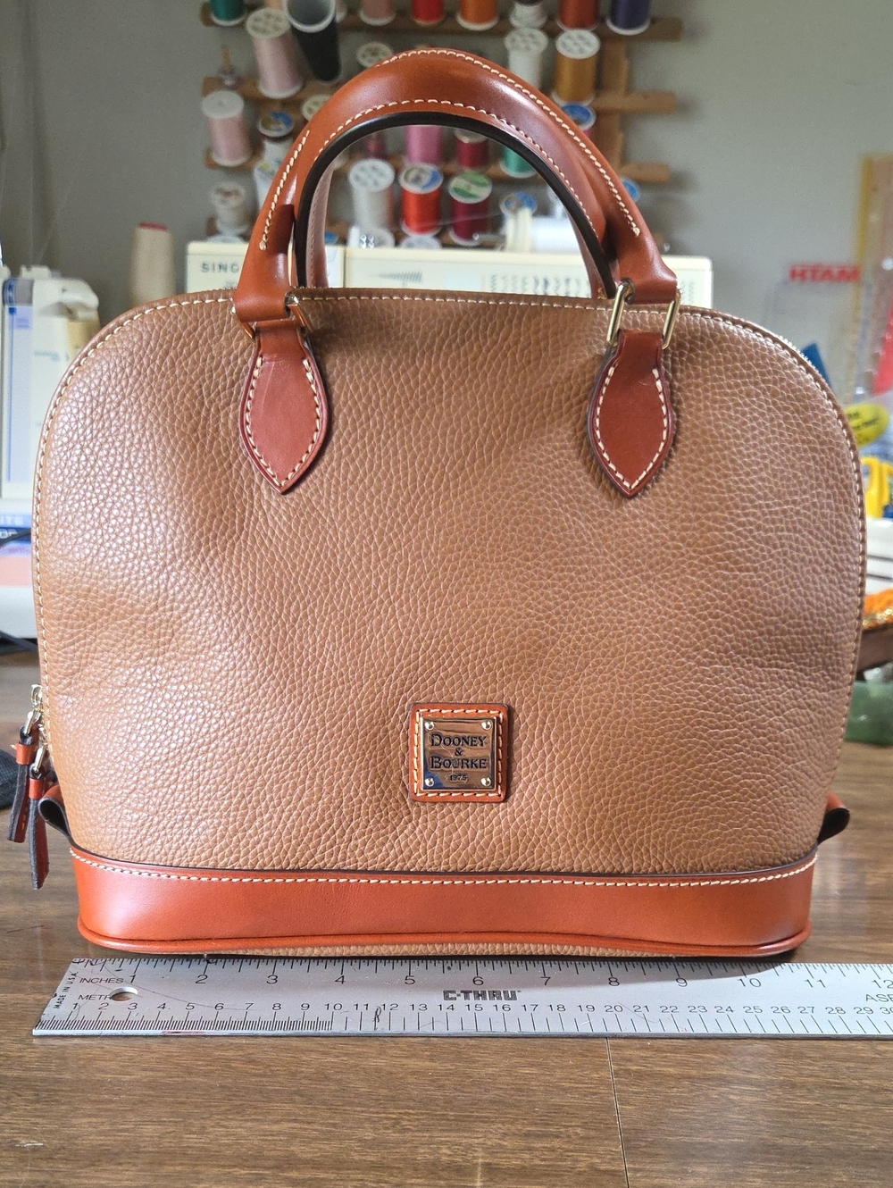 Dooney & Bourke Two-Tone Brown Leather Dome Satchel